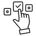 icone d'une main qui choisis parmis trois carré