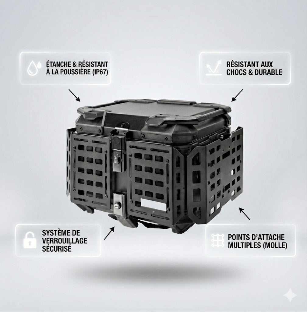 image 3d top case Adventure NOGA avec les avantages écris tout autours